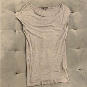 Vince Asymmetric Soft Gray Top Cap and Tee Sleeve